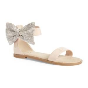 NEW YOSI SAMRA kids miss cambelle crystal bow sandal in blush patent